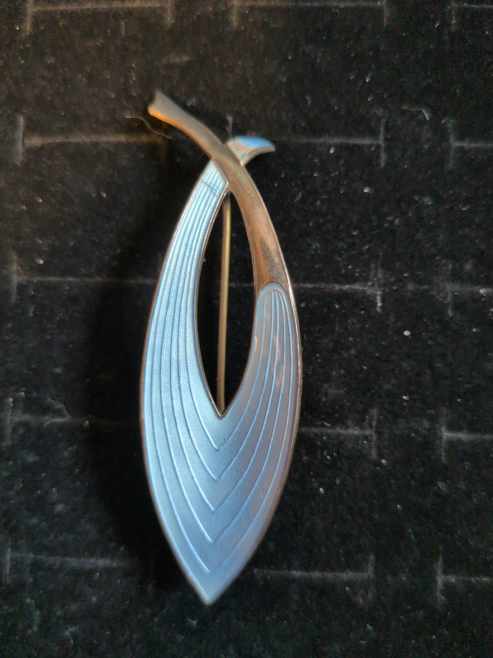Oystein Balle Norwegian Artist Sterling Silver Sky Blue Enamel Brooch Pin